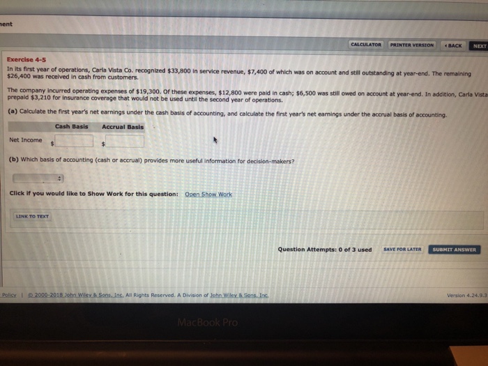  ent I CALCuLATOR | PRINTER VERSON BACK Exercise 4-5 In its