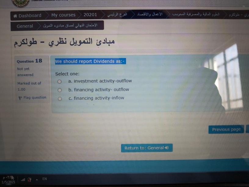 Dashboard My courses 20201 - General - Question 18 We should