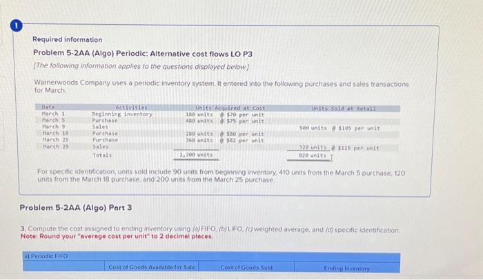[The following information applies to the questions displayed below.] Warnerwoods Company uses
