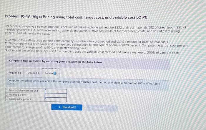 this new phone will require $232 of direct materials; $12 of direct