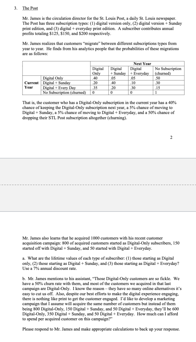  The Post Mr. James is the circulation director for the St.