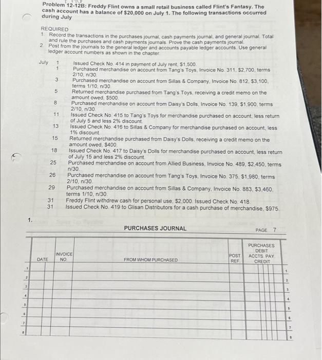  4 5 6 7 8 2 3 1 1. Problem 12-12B: