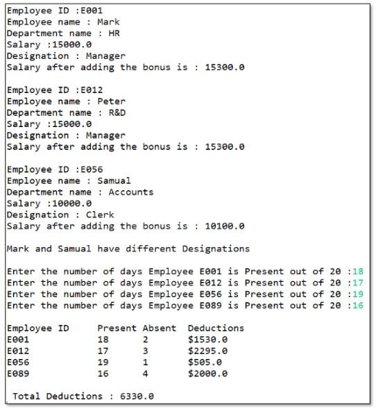 public class Employee { private String empID; private String name; private String