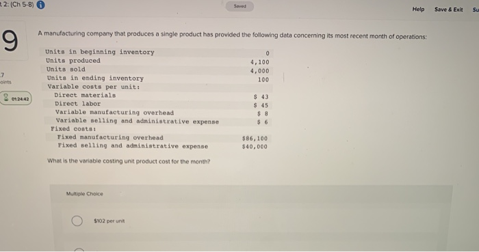  2: (Ch 5-8) 6 Help Save & Exit Su 9 0