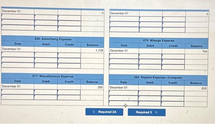 & Debit & Credit & Balance \\ \hline December 01 & &