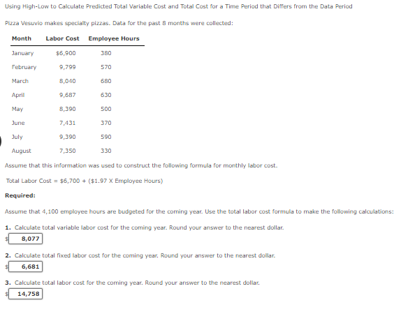 Am I calculating these correctly? Using High-Low to Calculate Predicted Total