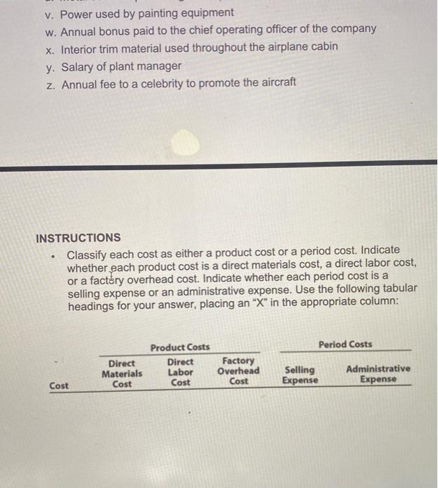 list of costs that were incurred in the production and sale of