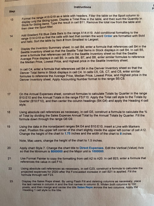 to do. alues, and minimum values reate a table in a workbook.