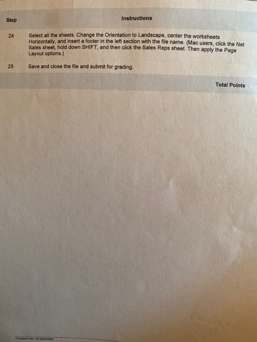 teps to Perform: Instructions Step 1 Open the Excel file Student Excel_Intro_Cap1_Year_End_Report.xlsx