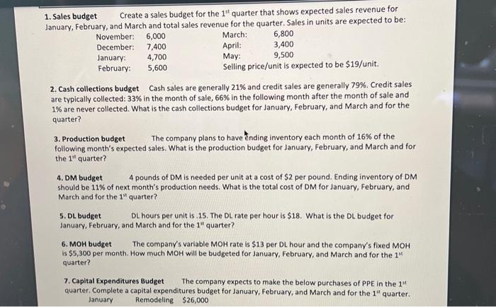  Complete Master Budget using excel im trying to check my work