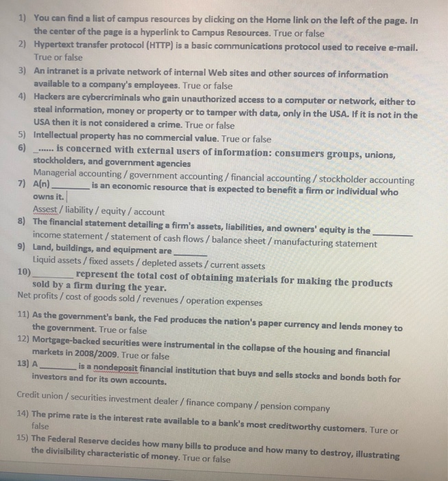 please answer all the questions 1) You can find a list of