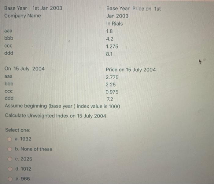  Base Year : 1st Jan 2003 Company Name aaa Base Year