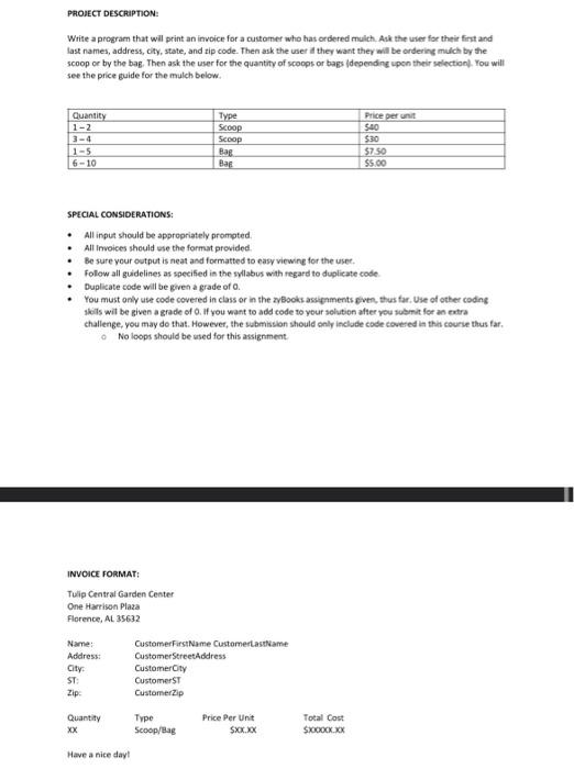 please do the code in C++ with no loops PROAECT DESCRAPTION: Write