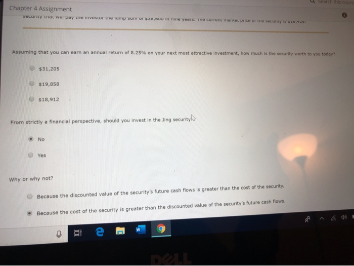  Search this cours Chapter 4 Assignment Secury trial will pay m