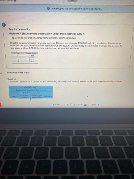  You skipped this question in the previous attempt Required Information Problem