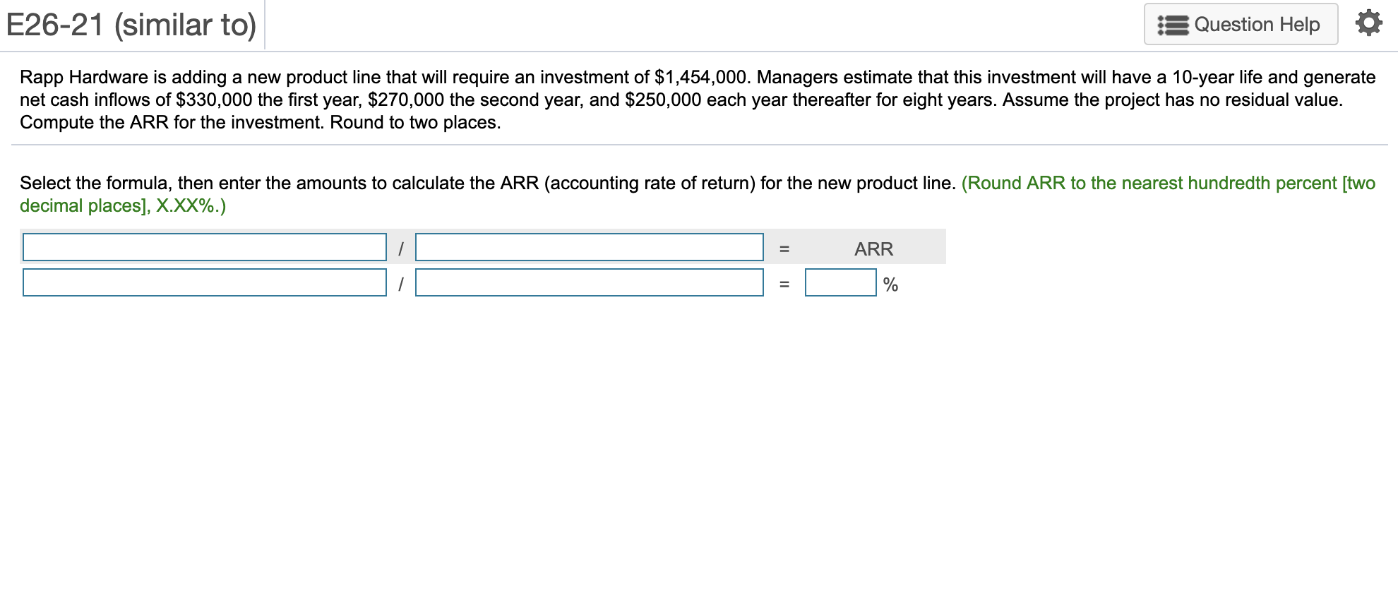 E26-21 (similar to) Question Help Rapp Hardware is adding a new
