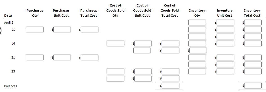Question Content Area Beginning inventory, purchases, and sales data for tennis