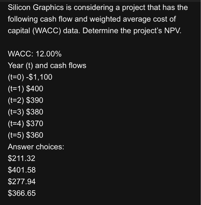 all three questions need an answer please:) Silicon Graphics is considering a