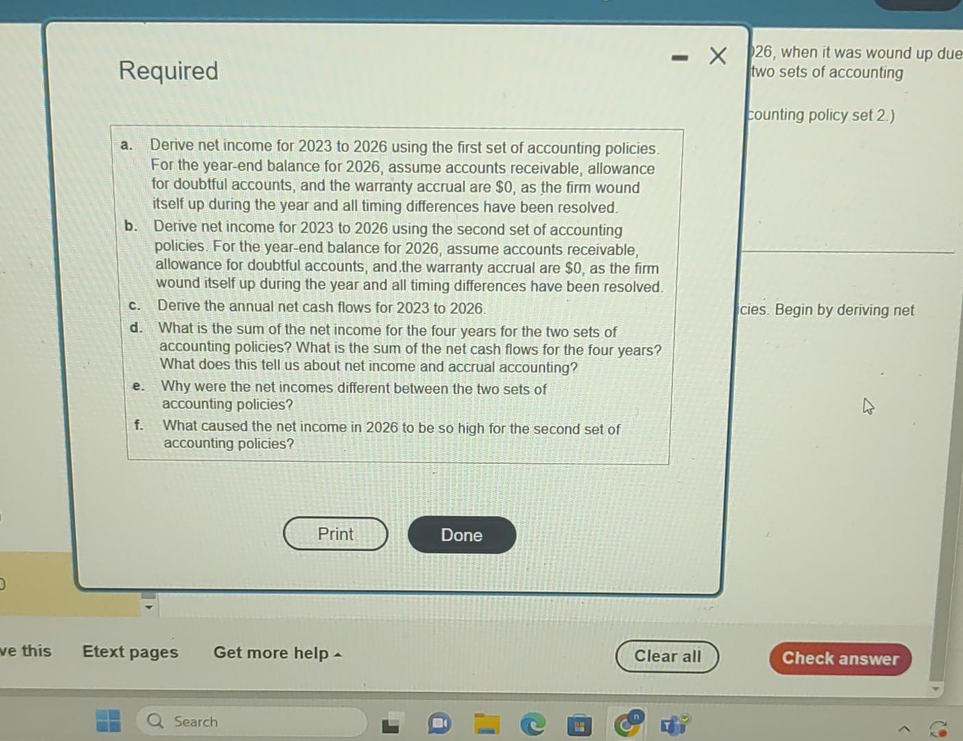 1.) (Click the icon to view accounting policy set 2.) Actual events,