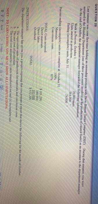  QUESTION 20 Last summer was your first time holding an internship