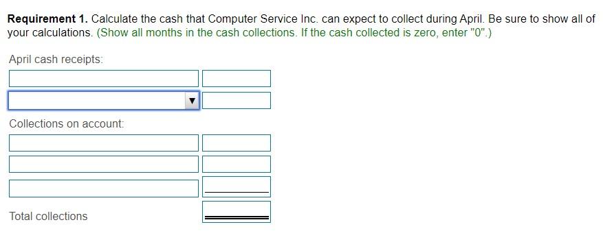 the first six months for the year are presented here. Cash collections,