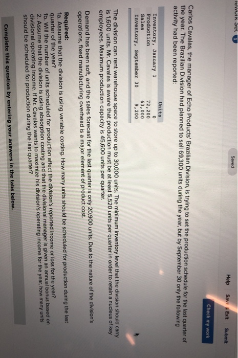  IewoIK Set Saved Help Save Exit Submit Check my work Carlos