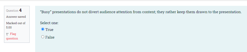  \begin{tabular}{|l|} \hline Question 4 \\ Answer saved \\ Marked out of