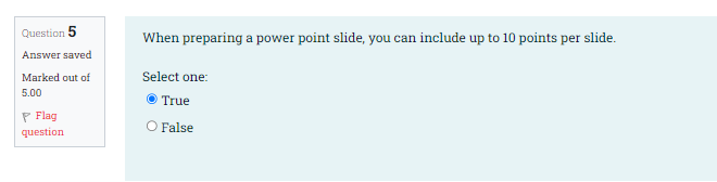 \\ 5.00 \\ P Flag \\ question \\ \hline \end{tabular} "Busy" presentations