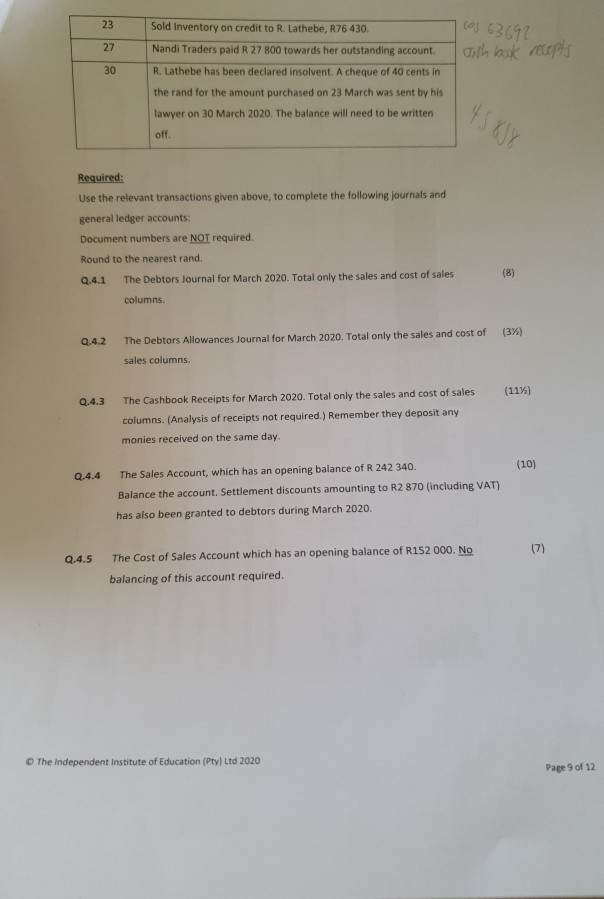 the ledger and journals used or required to be used was cash