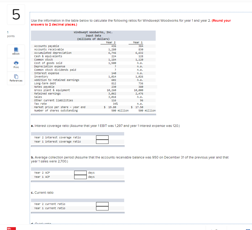 5 Use the information in the table below to calculate the