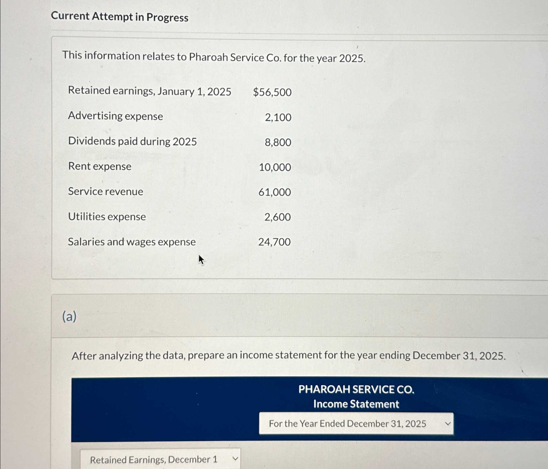  Current Attempt in Progress This information relates to Pharoah Service Co.