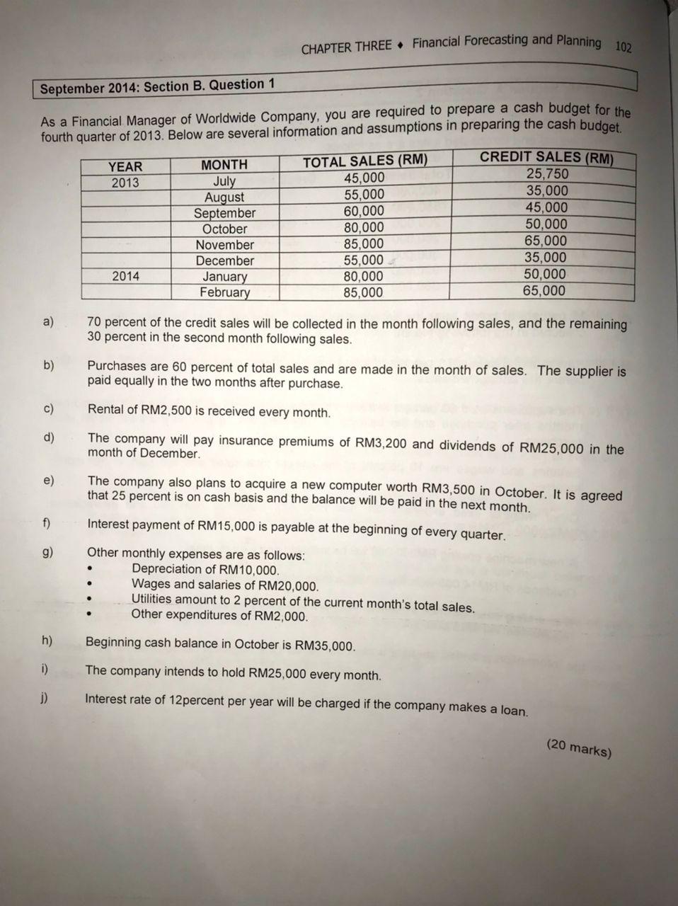 CHAPTER THREE Financial Forecasting and Planning 102 September 2014: Section B.