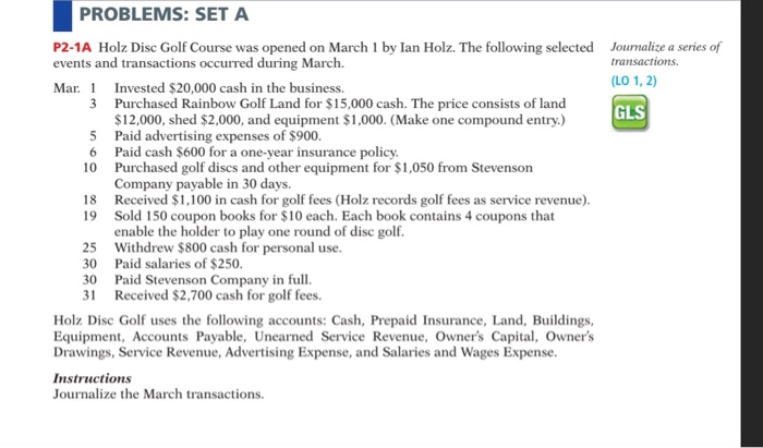  PROBLEMS: SET A P2-1A Holz Disc Golf Course was opened on