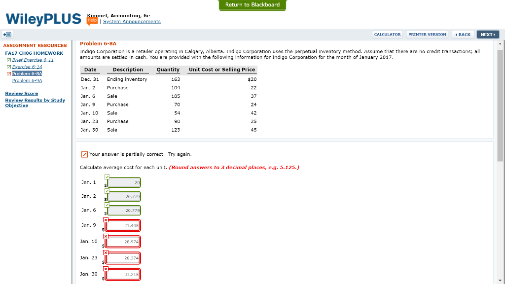  Return to Blackboard el, Accounting, 6e CALCULATOR PRINTER VERSION BACK NEXT