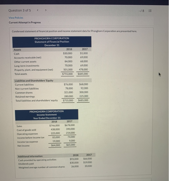  Question 3 of 5 -/8 E View Policies Current Attempt in