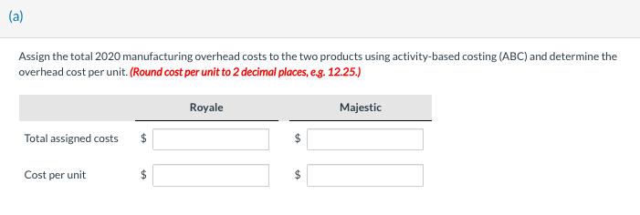 the Majestic, which sells for $1,270. The production cost computed per unit