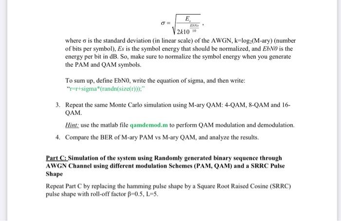 the fing Parts Simulation of the system wing Test map through AWGN