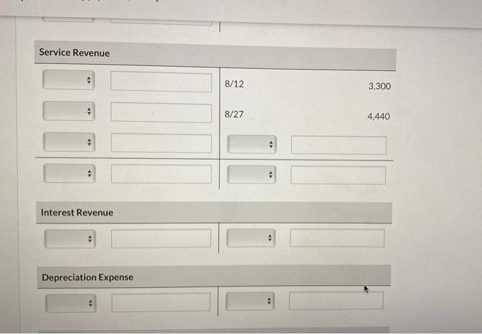 for July salaries payable. Received $3,300 cash for services performed in August