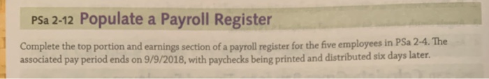 of exercise PSa 2-12 from Chapter 2. Complete the Federal Withholding Tax