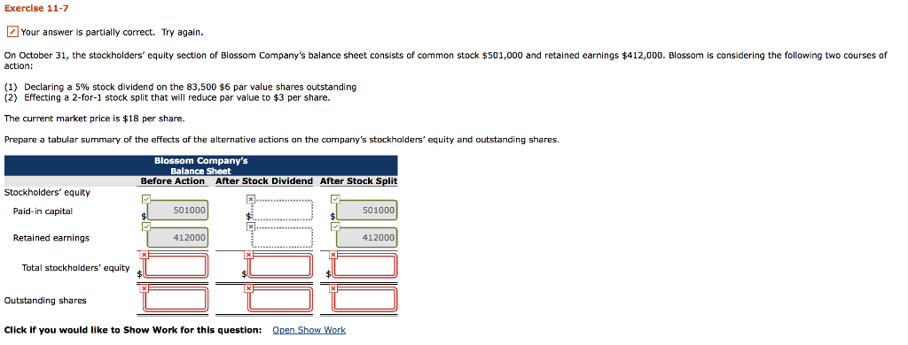  Exercise 11-7 Your answer is partially correct. Try again. On October