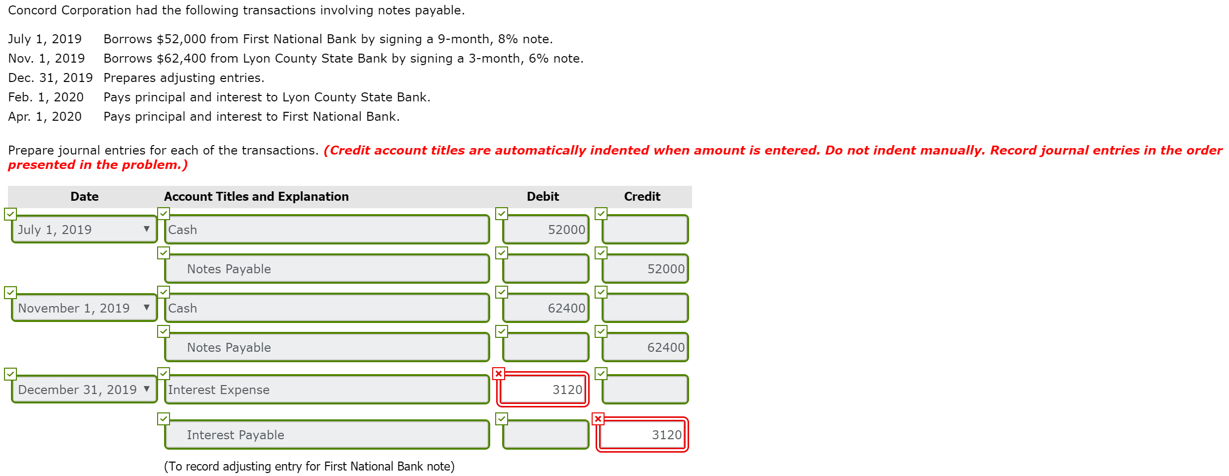 Please help me out with the red incorrect boxes. Please show work.