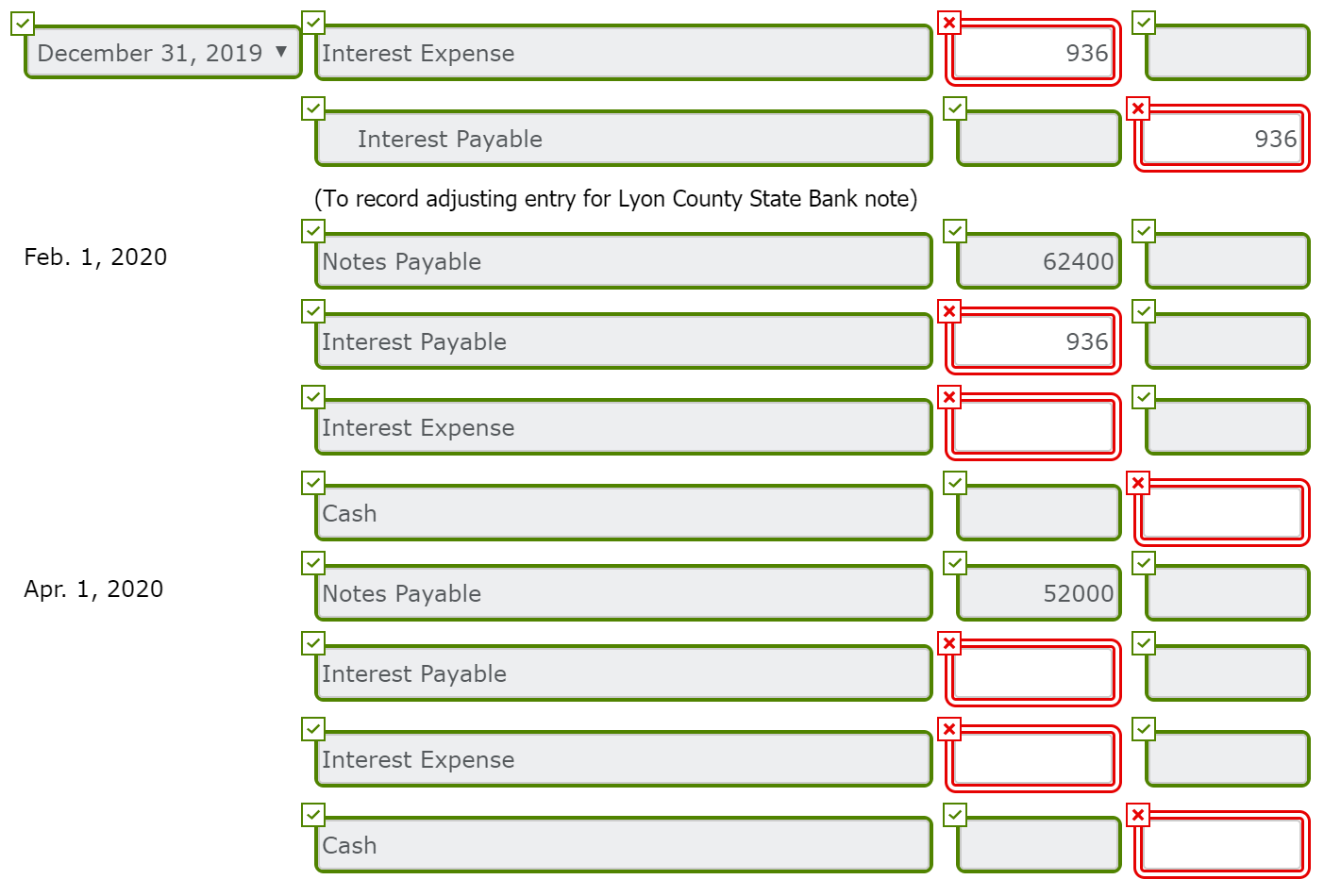 Concord Corporation had the following transactions involving notes payable. July 1, 2019