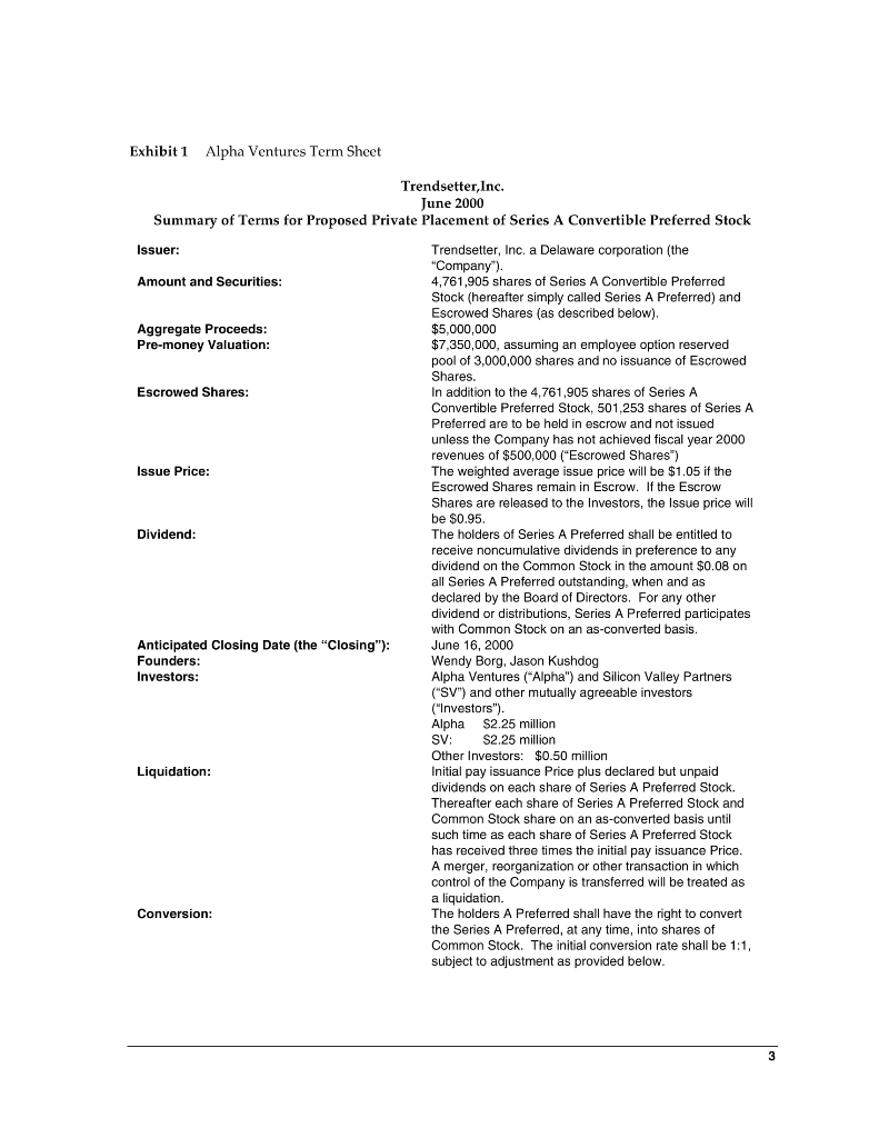 a difference to your answers whether you expect Trendsetter.com to grow fast