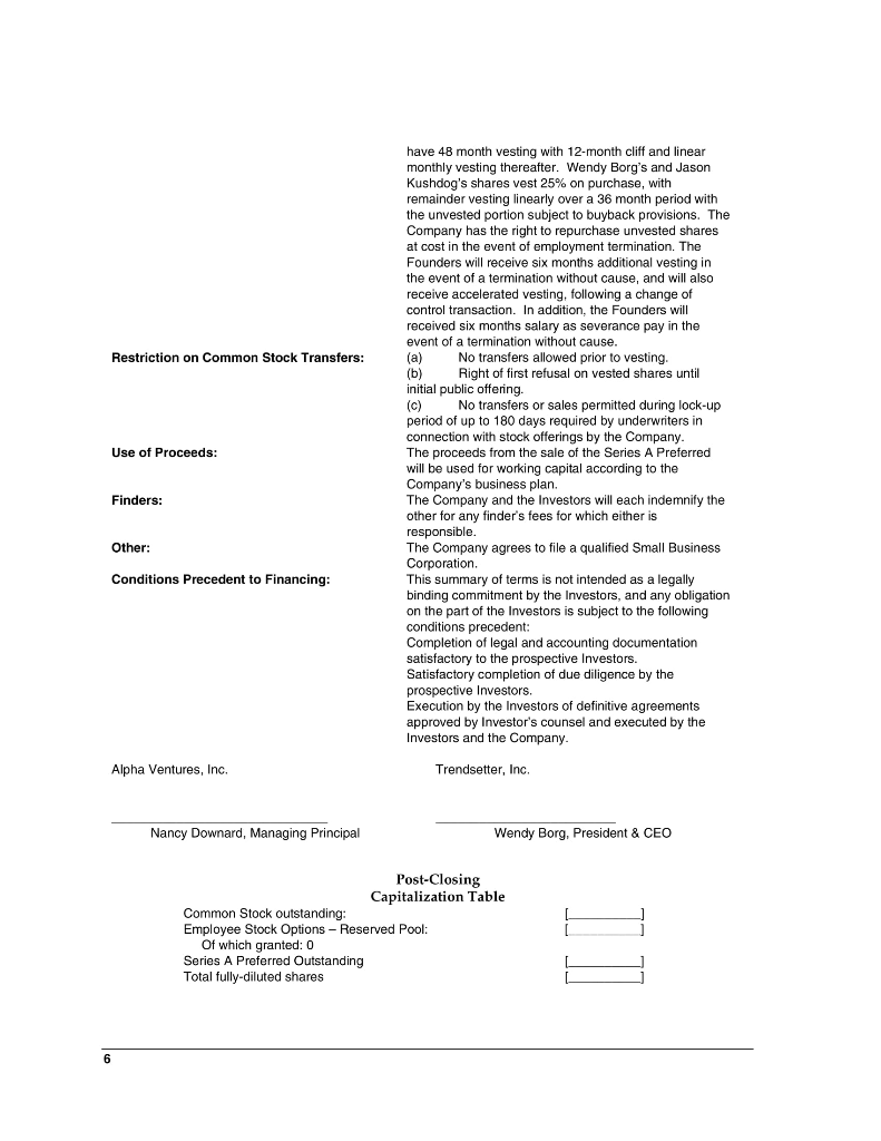 they would need to raise outside money. Borg explained. This type of