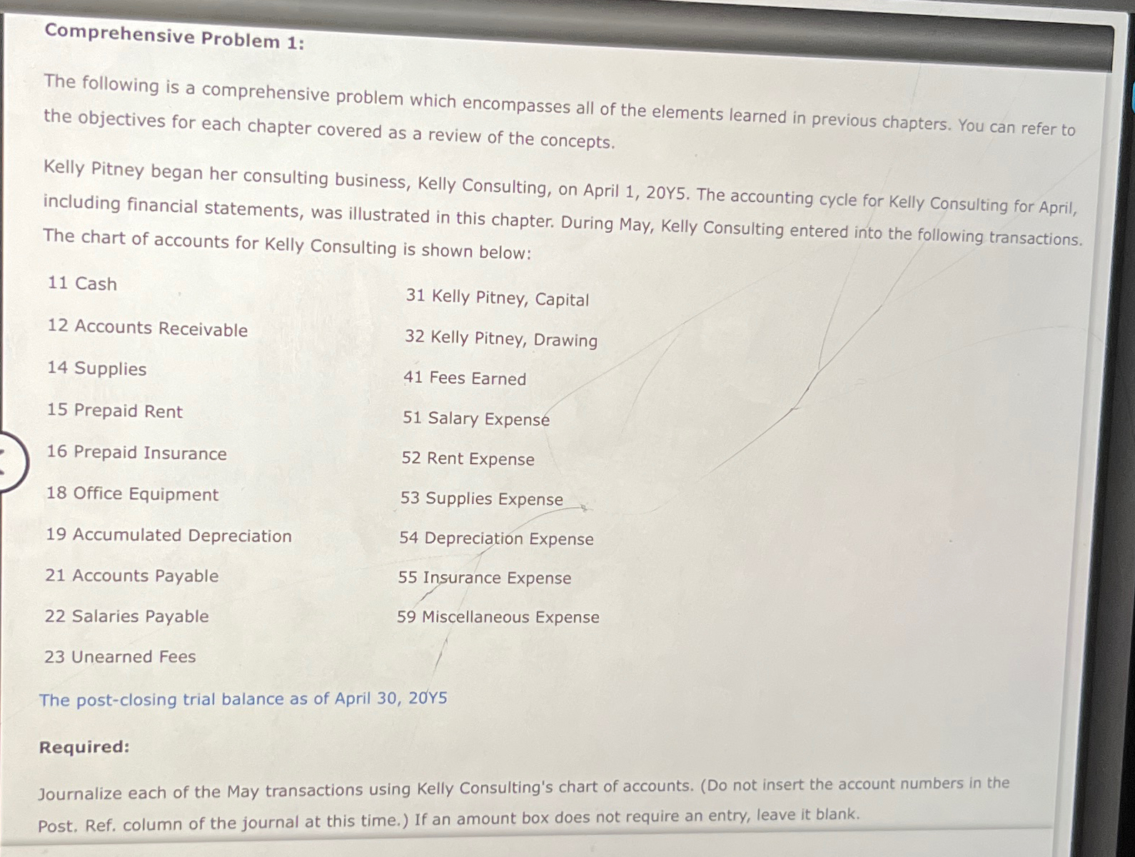  Comprehensive Problem 1: The following is a comprehensive problem which encompasses