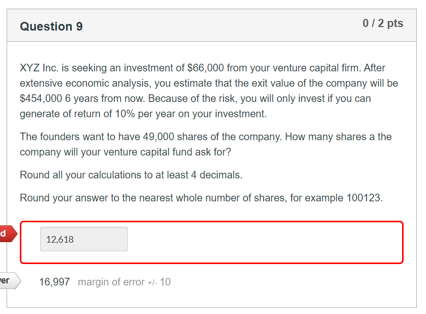 PLEASE SHOW WORK :) Question 9 072 pts XYZ Inc. is seeking