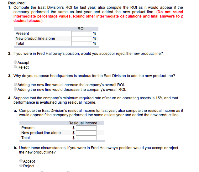 Investment (ROI) and Residual Income [L01, L02] alphal know headquarters wants us