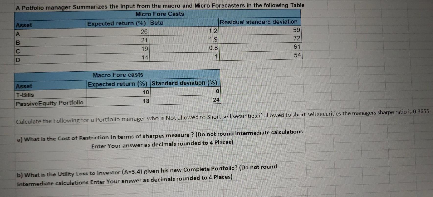 A Potfolio manager Summarizes the Input from the macro and Micro