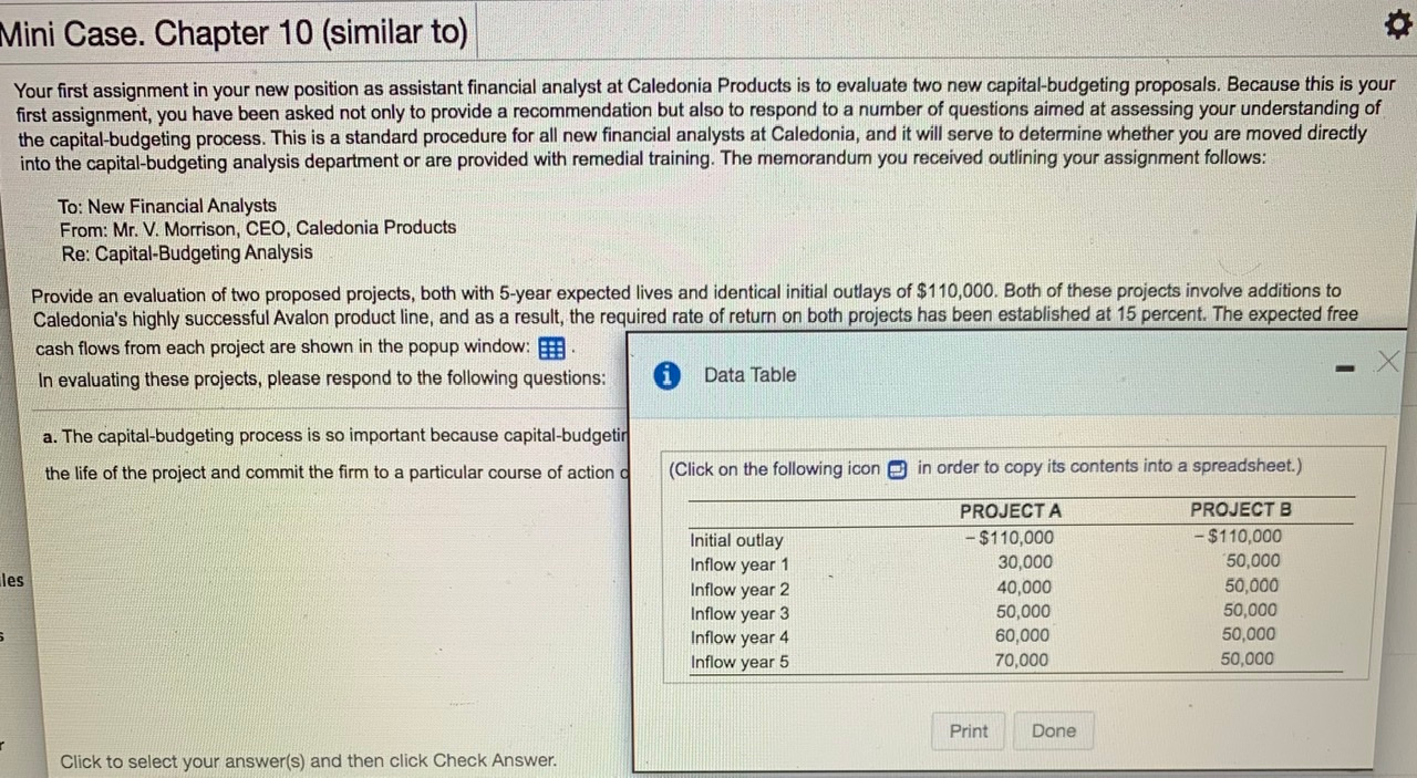  In evaluating these projects, please respond to the following question: A.Why