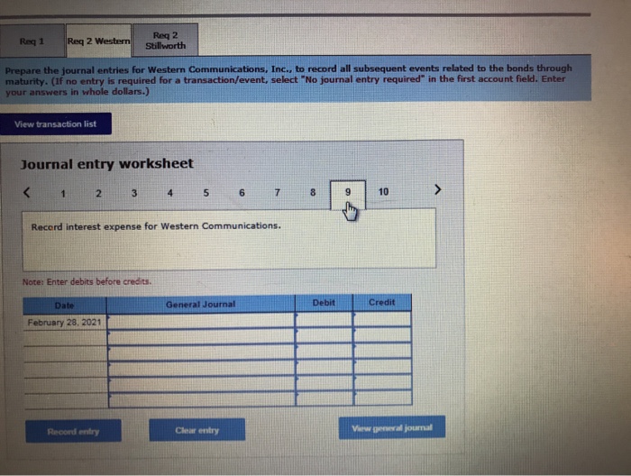 answers in the tabs below Req 1 Req 2 Westerm Sillworth Prepare